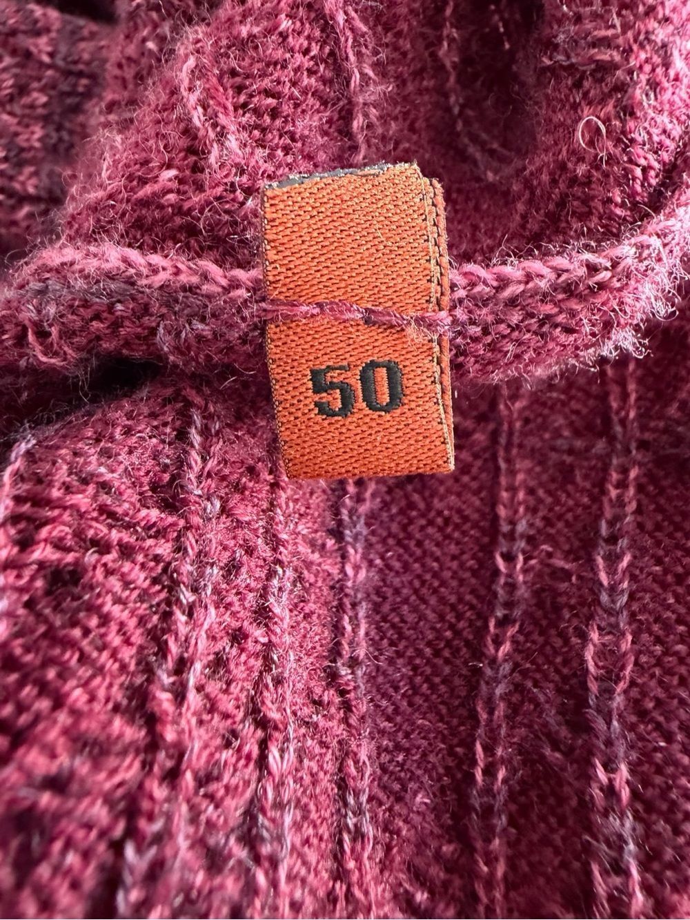 Rare Vintage Missoni Women's Orange Label Deep Burgundy V-Neck Knit Sweater - Picture 4 of 6